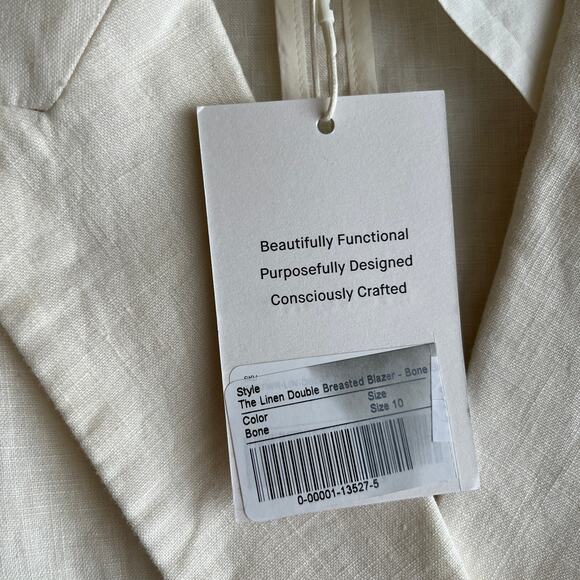 New Everlane Linen Double Breasted Blazer Quiet Luxury Elevated Basic Cream 10 - Picture 10 of 11
